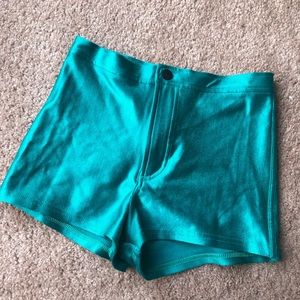 American Apparel Metallic Aqua Blue Shorts